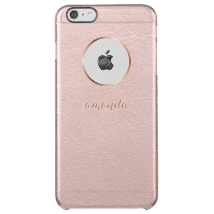 Pink Rose Gold Faux Textured Personalized Clear iPhone 6 Plus Case