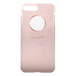 Pink Rose Gold Faux Textured Personalized iPhone 7 Plus Case