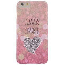 Pink Sparkle Silver Glitter Heart Barely There iPhone 6 Plus Case