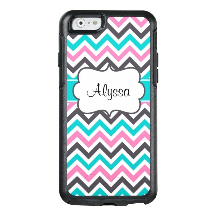 Pink Teal Chevron Personalized OtterBox iPhone 6/6s Case