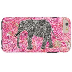 Pink Tribal Paisley Elephant Henna Pattern Tough iPhone 6 Plus Case