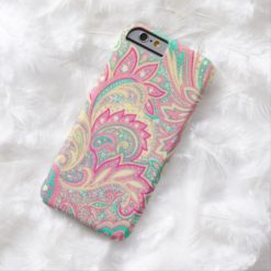 Pink Turquoise Girly Chic Floral Paisley Pattern Barely There iPhone 6 Case