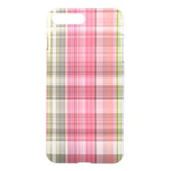 Pink White Green Retro Chic Tartan Plaid Pattern iPhone 7 Plus Case