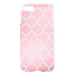 Pink White Moroccan Quatrefoil Pattern #5 iPhone 7 Case