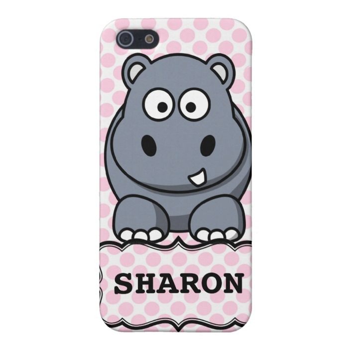 Pink White Personalized Cute Hippo Clipart iPhone SE/5/5s Cover