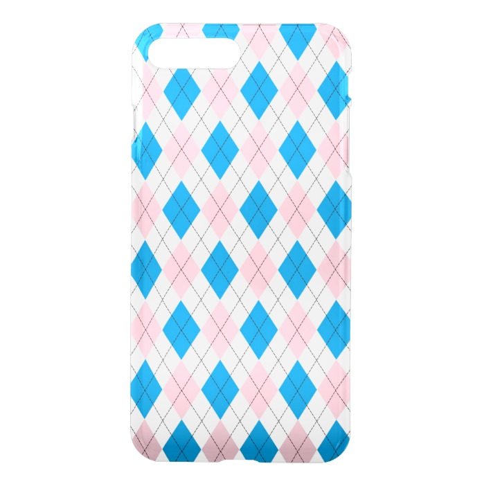 Pink blue argyle pattern iPhone 7 plus case