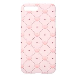 Pink diagonal pattern pink candy hearts iPhone 7 plus case