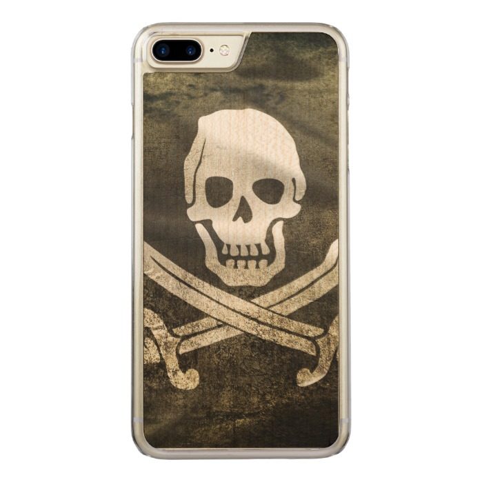 Pirate Skull in Cross Swords Carved iPhone 7 Plus Case