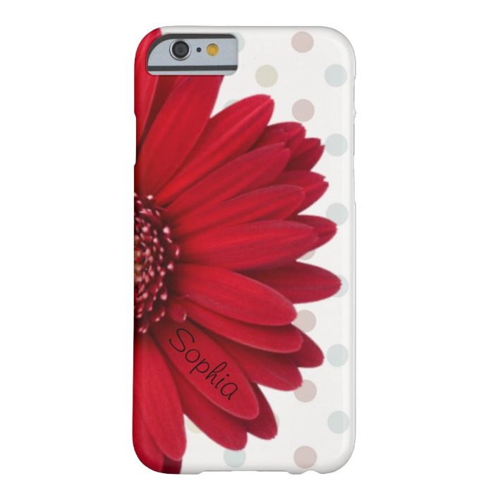 Polka Dot Red Daisy Custom Name Barely There iPhone 6 Case