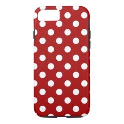Polka Dots Large - White on Dark Candy Red iPhone 7 Case