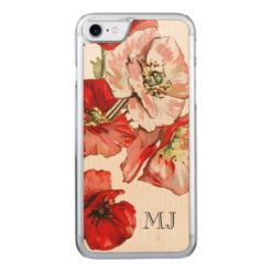 Poppy wild flower monogram Carved iPhone 7 case