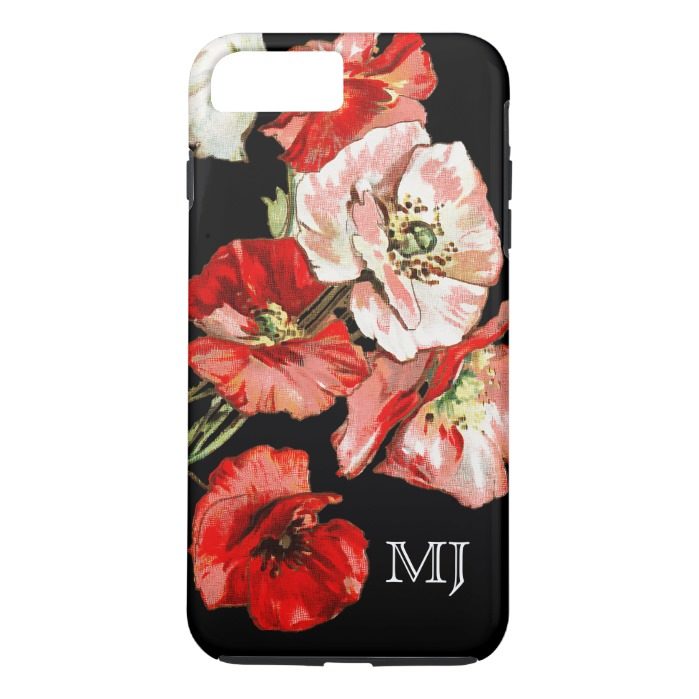 Poppy wild flower monogram iPhone 7 plus case