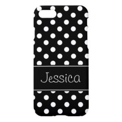 Preppy Black and White Polka Dots Personalized iPhone 7 Case