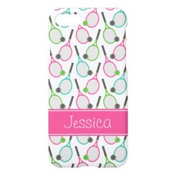 Preppy Pink Green Teal Tennis Pattern Personalized iPhone 7 Case