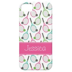 Preppy Pink Green Teal Tennis Pattern Personalized iPhone SE/5/5s Case
