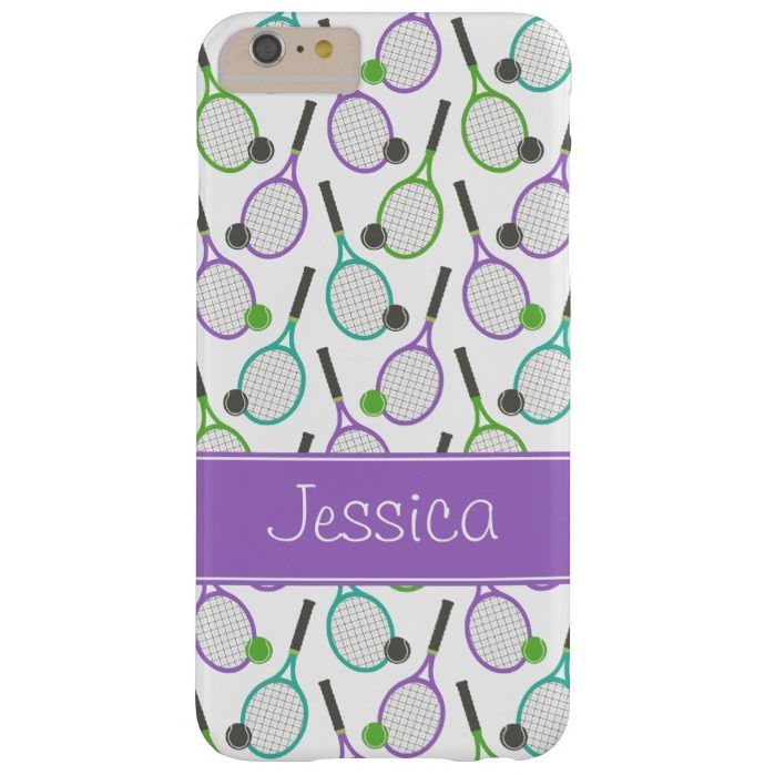 Preppy Purple Green Teal Tennis Personalized Barely There iPhone 6 Plus Case