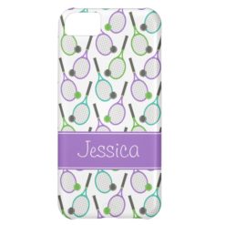 Preppy Purple Green Teal Tennis Personalized iPhone 5C Case