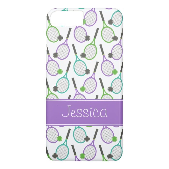 Preppy Purple Green Teal Tennis Personalized iPhone 7 Plus Case