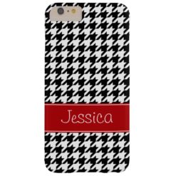 Preppy Red and Black Houndstooth Personalized Barely There iPhone 6 Plus Case