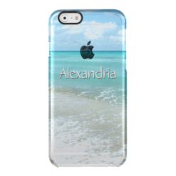 Pretty Aqua Ocean Beach Monogram Name Clear iPhone 6/6S Case