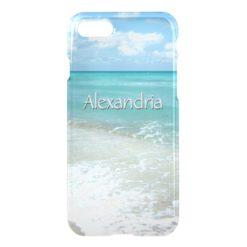 Pretty Aqua Ocean Beach Monogram Name iPhone 7 Case