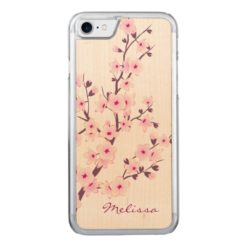 Pretty Cherry Blossoms Carved iPhone 7 Case