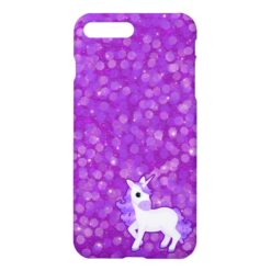 Pretty Unicorn on Purple Glitter Pattern iPhone 7 Plus Case