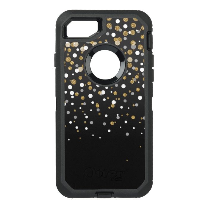 Pretty modern girly faux gold glitter confetti OtterBox defender iPhone 7 case