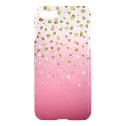 Pretty modern girly faux gold glitter confetti iPhone 7 case