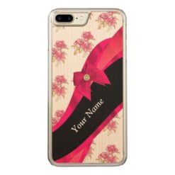 Pretty red vintage floral flower pattern Carved iPhone 7 plus case