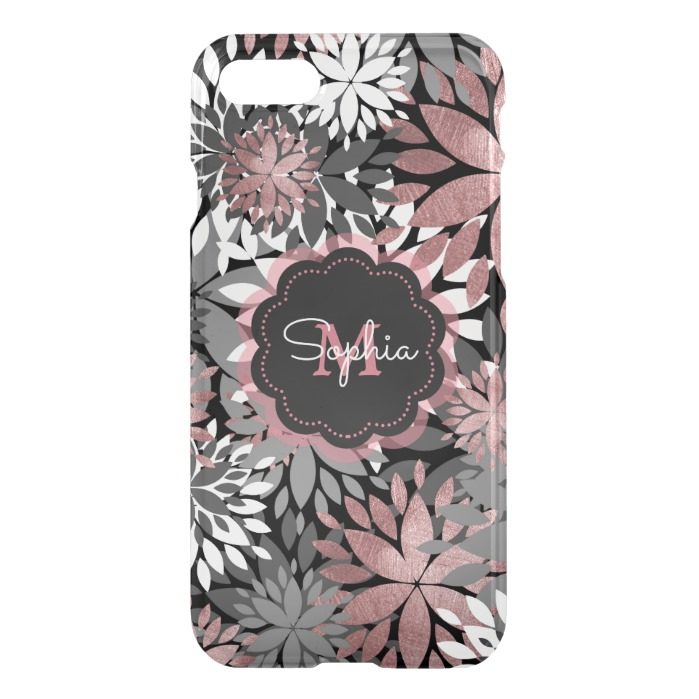Pretty rose gold floral illustration pattern iPhone 7 case