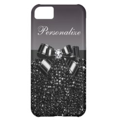 Printed Black & White Sequins Bow & Diamond iPhone 5C Case
