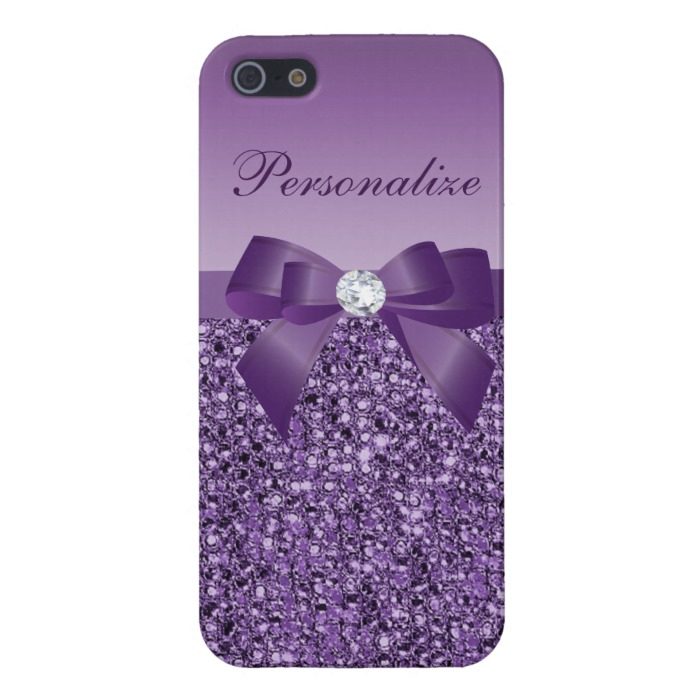 Printed Purple Sequins Bow & Diamond iPhone SE/5/5s Cover