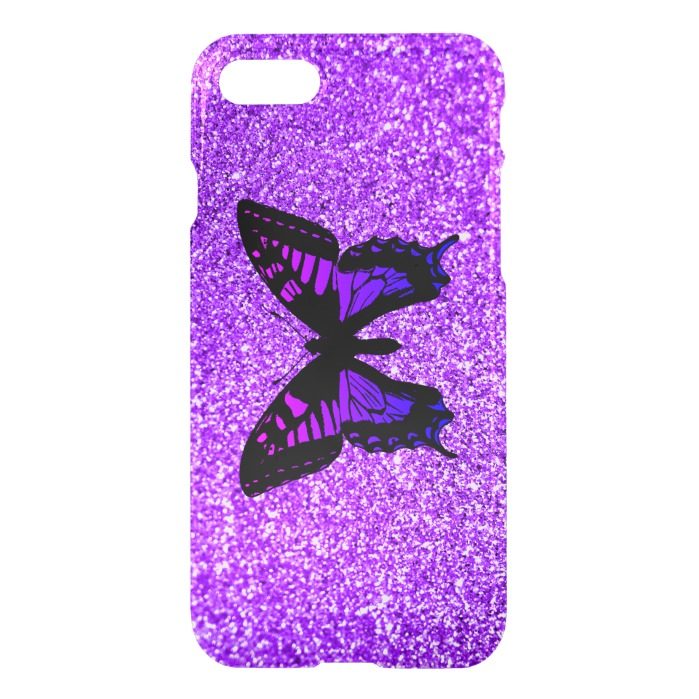 Purple Butterfly on Glitter iPhone 7 Case