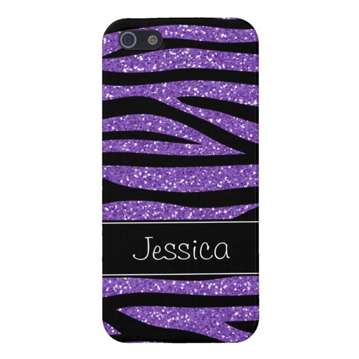 Purple Faux Glitter Zebra Personalized Cover For iPhone SE/5/5s