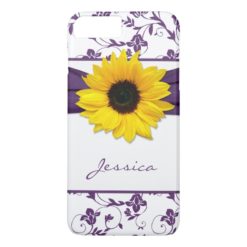 Purple Floral Damask Yellow Sunflower iPhone 7 Plus Case