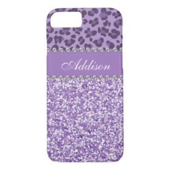 Purple Glitter Leopard Rhinestone Girly Case