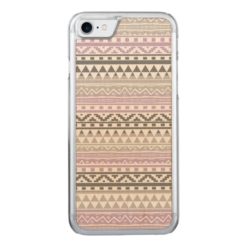 Purple Gray Geometric Aztec Tribal Print Pattern Carved iPhone 7 Case