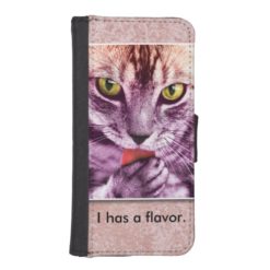 Purple Kitty Cat Has a Flavor Photo Wallet Phone Case For iPhone SE/5/5s