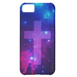 Purple Pink Beautiful Galaxy Nebula Stars Cross iPhone 5C Case