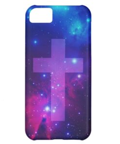 Purple Pink Beautiful Galaxy Nebula Stars Cross iPhone 5C Case