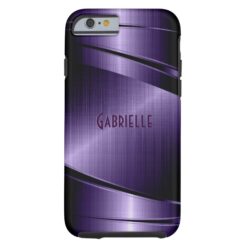 Purple Shiny Metallic Brushed Aluminum Look Tough iPhone 6 Case