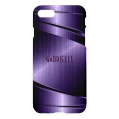 Purple Shiny Metallic Brushed Aluminum Look iPhone 7 Case