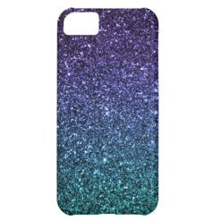 Purple and Aqua Ombre Faux Glitter Case For iPhone 5C