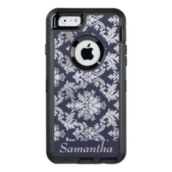 Purple and Silver Damask Name Case