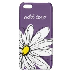 Purple and Yellow Whimsical Daisy Custom Text Case For iPhone 5C