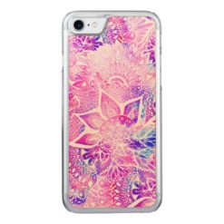 Purple blue henna boho floral mandala pattern Carved iPhone 7 case