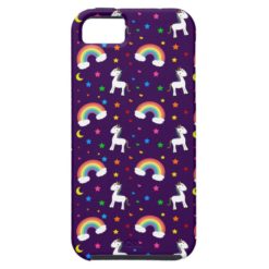 Purple rainbow unicorn hearts stars pattern iPhone SE/5/5s case