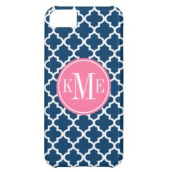 Quatrefoil Pattern | Navy and Pink iPhone 5C Cover