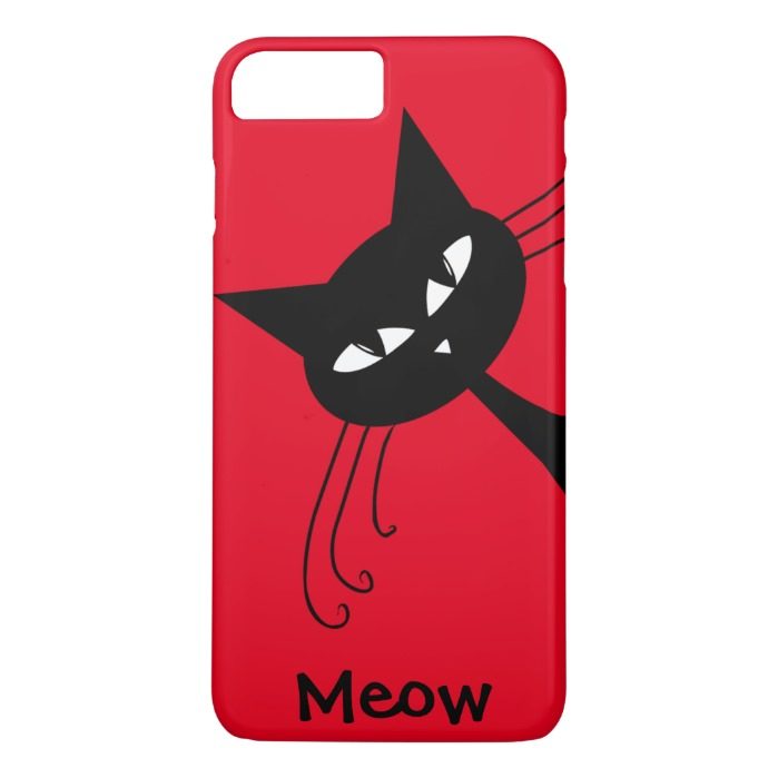 Quirky Funny Black Cat Feline iPhone 7 Plus Case